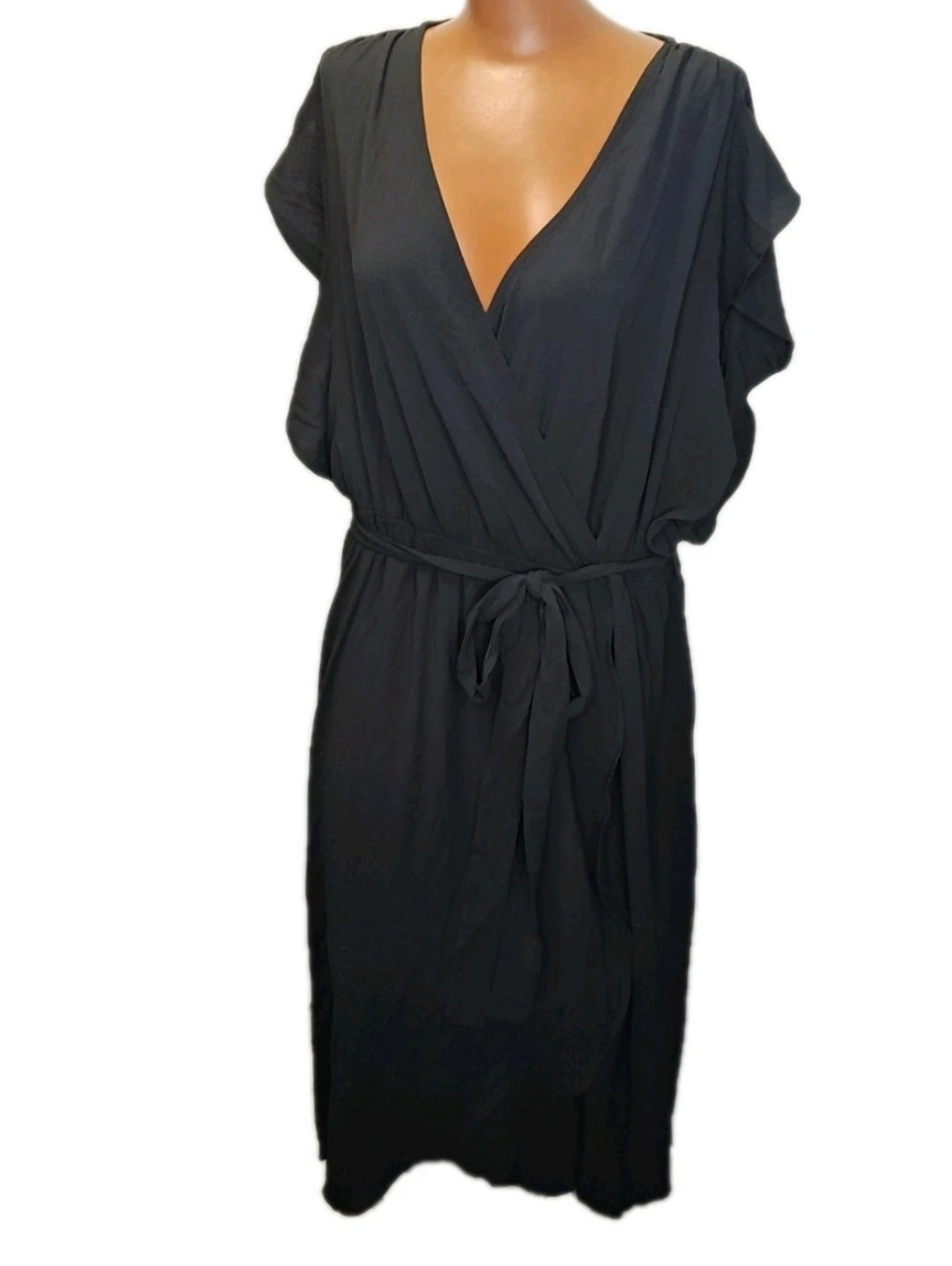 City Chic Lolita Maxi Dress Sz 20W Black Crepe Surplice Wrap Resort Vacation Nwt